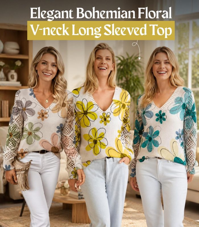 Crochet Floral V Neck Sweater Women Boho Long Sleeve Lace Sleeve Pullover Casual Fall S M L XL Yellow Beige Blue