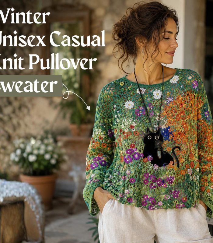 Boho Floral Knit Sweater Women Oversized Pullover, Cottagecore Flower Sweater, Botanical Knit Jumper, Cozy Winter Top, Gift For Her