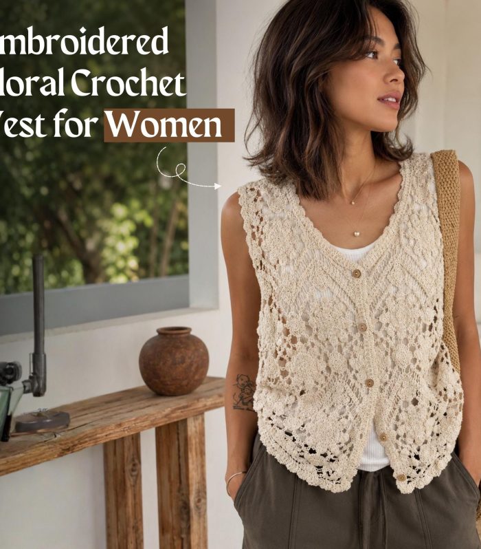 Floral Crochet Vest Women, Boho Lace Cardigan, Sleeveless Open Knit Top, Embroidered Summer Festival Outfit