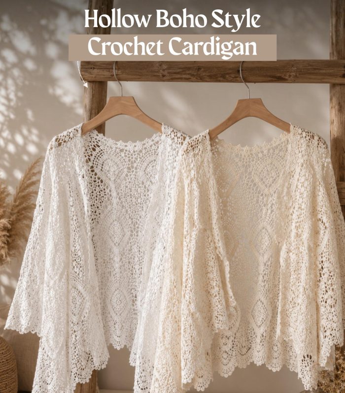 Boho Crochet Cardigan Women, Open Front Cotton Shrug, 3/4 Sleeve Crochet Cover Up, Lightweight Summer Kimono Cardigan