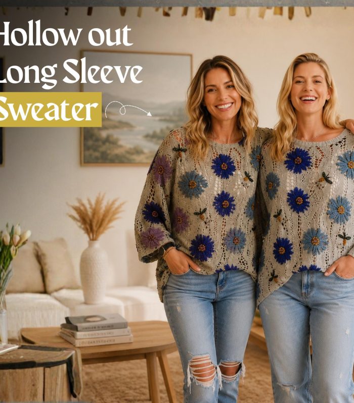 Blue Daisy Crochet Top Women Boho Oversized Bell Sleeve Off Shoulder White Summer Vacation Floral Cottagecore