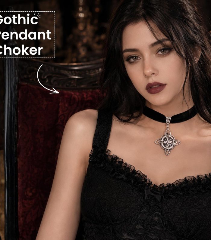 Celtic Knot Velvet Choker Necklace, Gothic Pendant Choker, Trinity Knot Necklace, Wiccan Gothic Jewelry, Neo Gothic Gift for Women